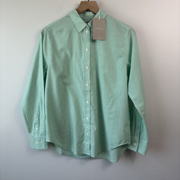 Everlane Womens Shirt Small Green Long Sleeve Button Down Oversized Preppy New - Picture 1 of 7